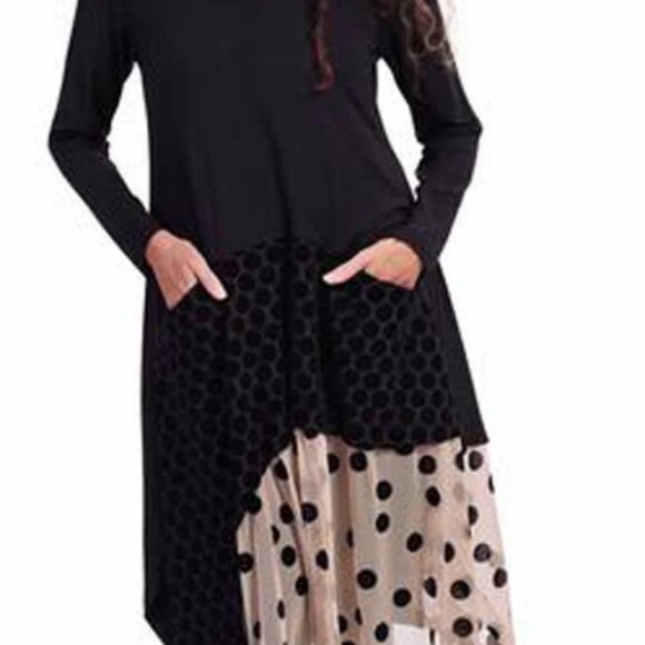 Alembika Black Maxi Cream Netting Lagenlook Dress size 3 (Medium) - Picture 2 of 5